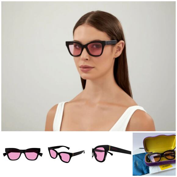 Gucci Retro Black Pink / Purple Sunglasses
